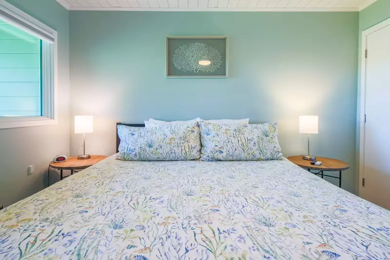 The bed will be made in advance of your arrival with freshly laundered sheets.