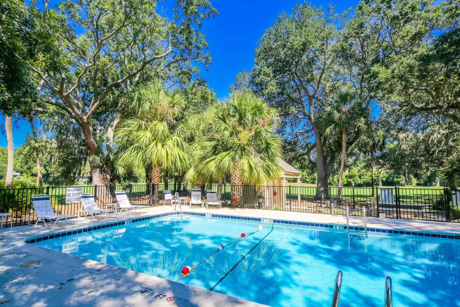 The community pool looks out onto the Robert Trent Jones golf course.