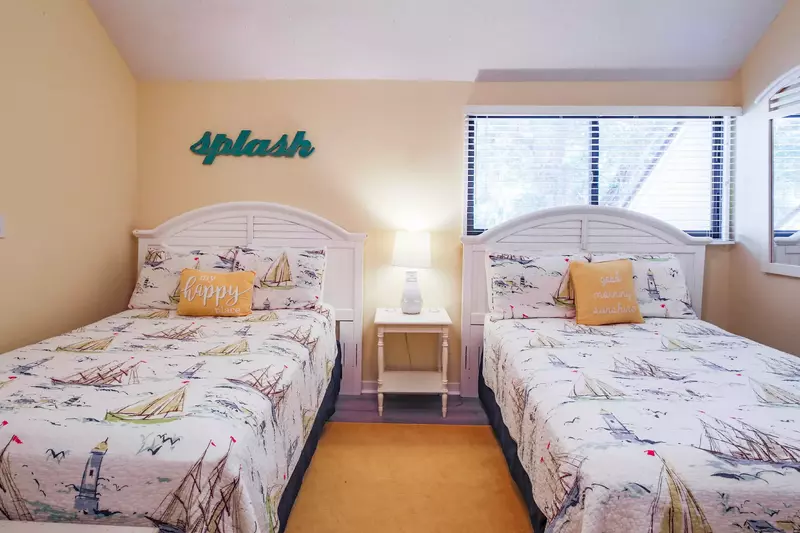 The full bedroom is located on the second floor of the villa.