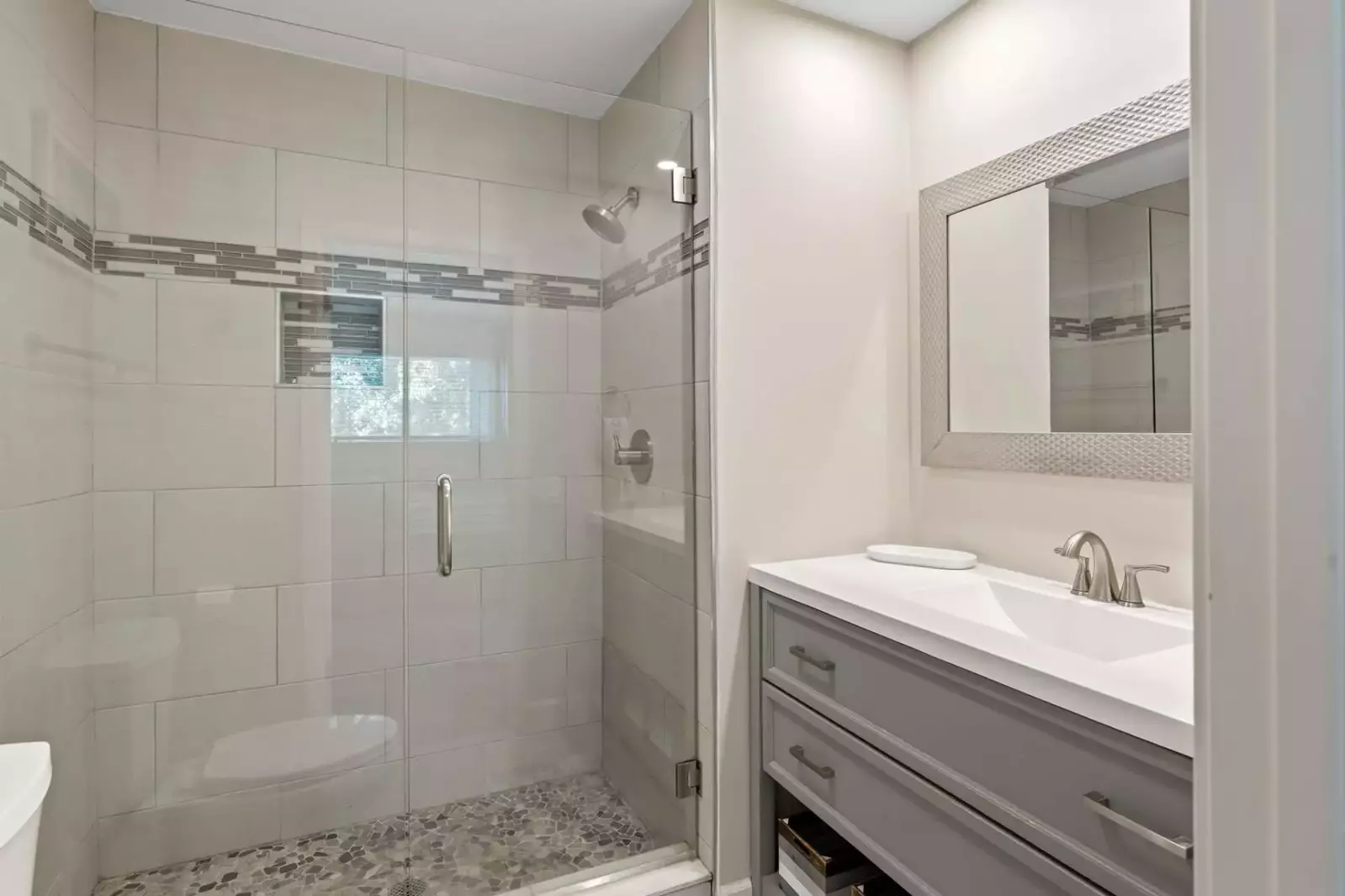 Guest bedroom en suite bath with walk-in shower