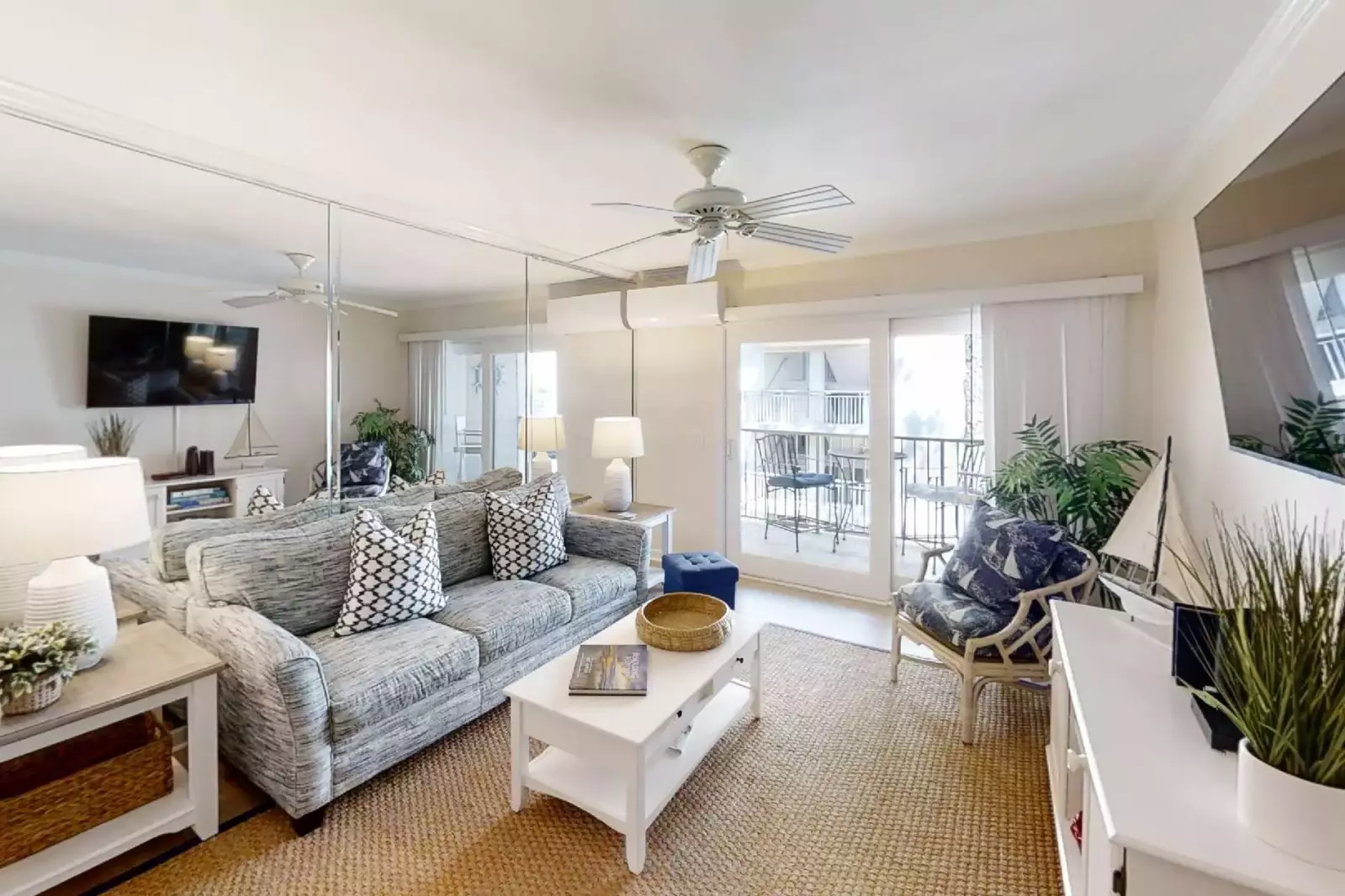 Lovely sitting area with calming colors and lots of natural light