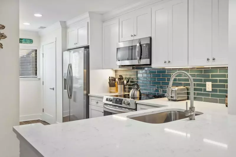 Stone counter tops and beautiful tile work