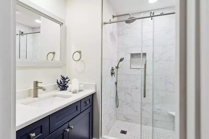 Primary bedroom en suite with walk-in shower