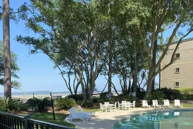 Swimming Pool with Port Royal Sound Background