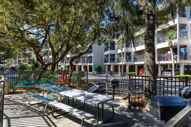 Grilling area with picnic tables