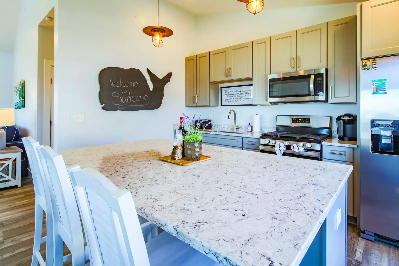 There's plenty of room in the kitchen for you to prepare meals for your family.