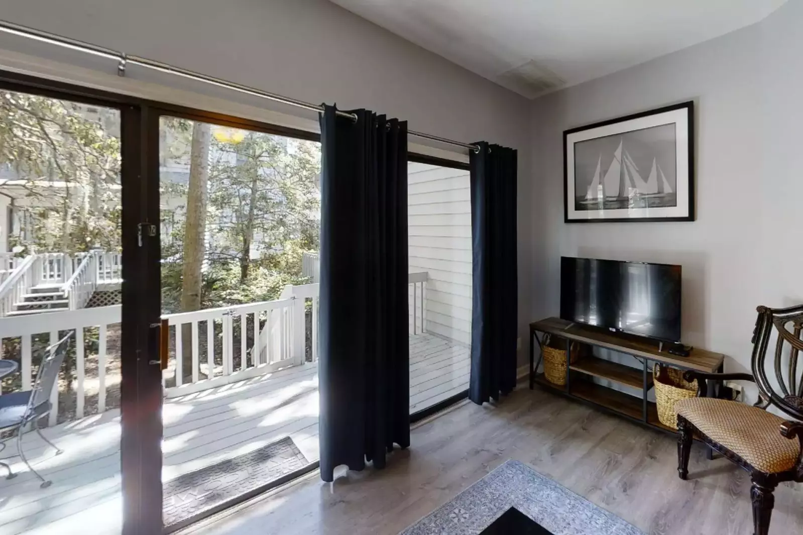 step outside and enjoy the private deck