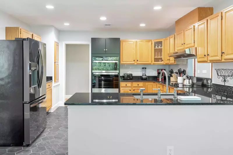 A bright clean fully equipped kitchen