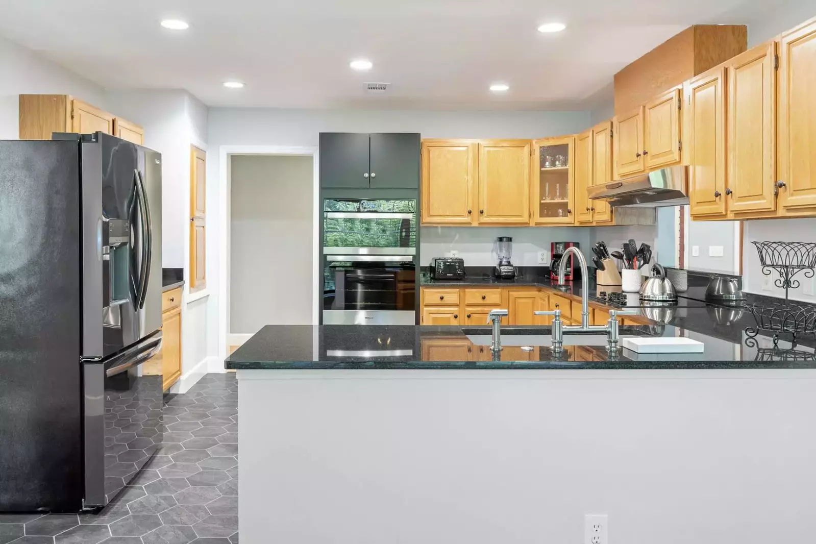 A bright clean fully equipped kitchen