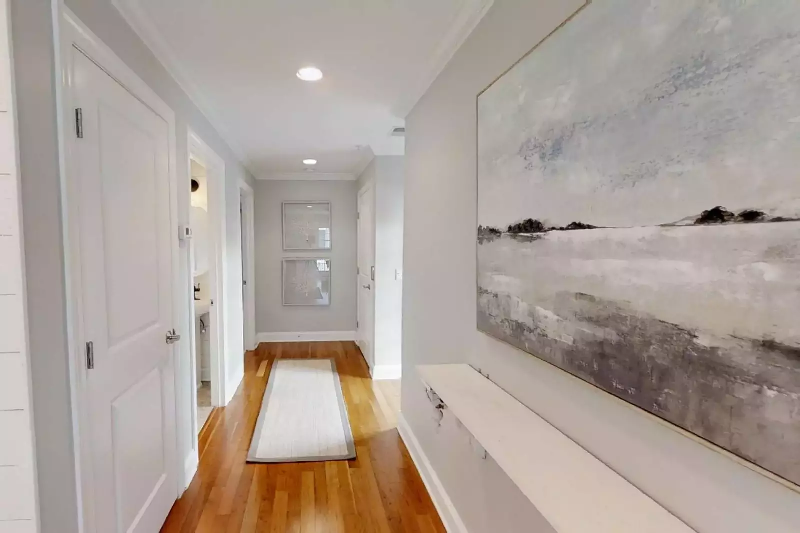 Hallway to 2nd level master bedroom-beautiful coastal details