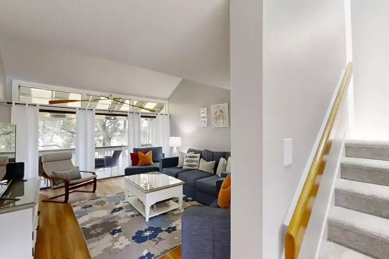 Stairs leading to the third level of the townhouse