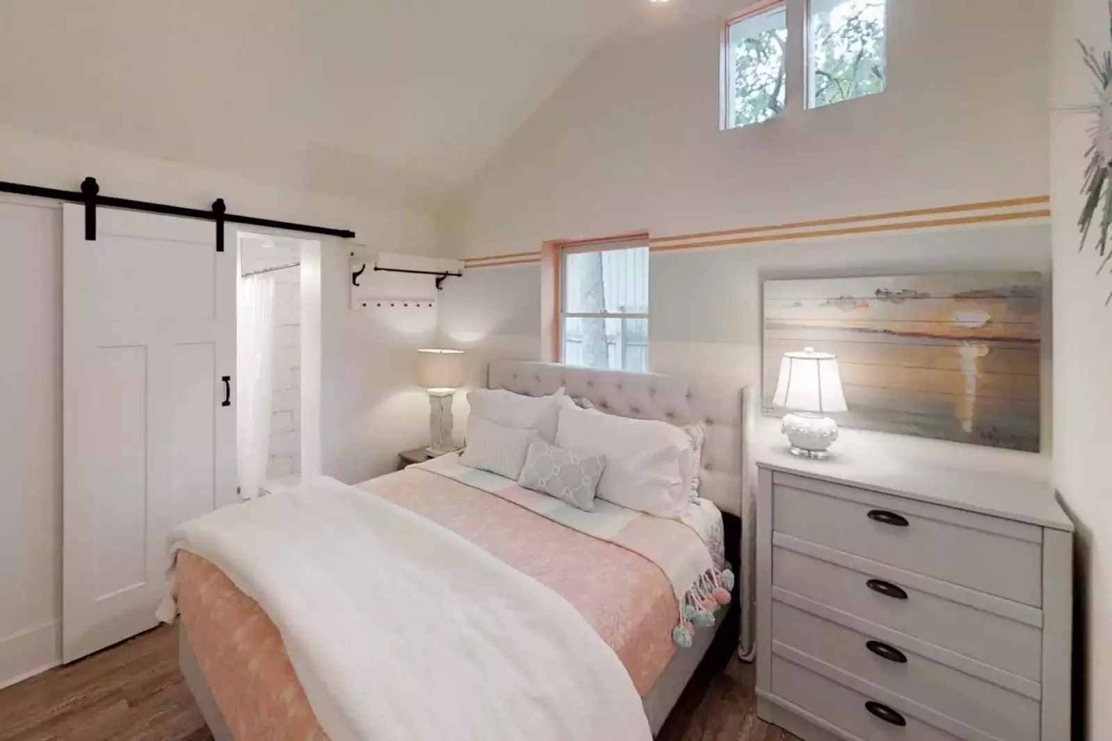 Bedroom #2 with queen size bed and private en suite bath