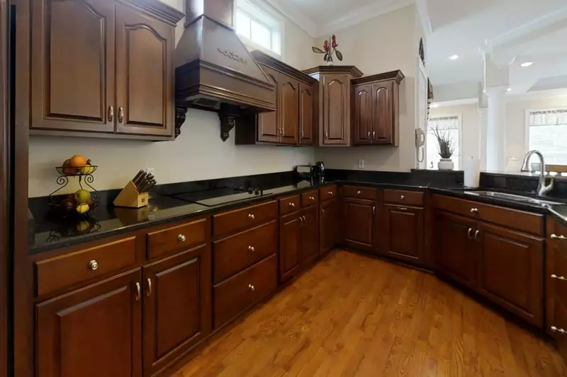 Beautiful backsplash and granite counter tops in the kitchen