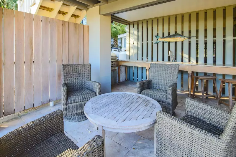 There is also a gas grill and prep area in the covered patio.