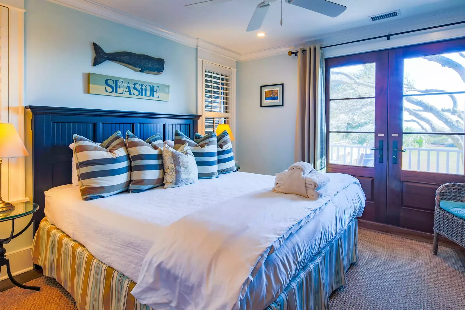 The home's second master suite enjoys ocean views and access to the back porch.
