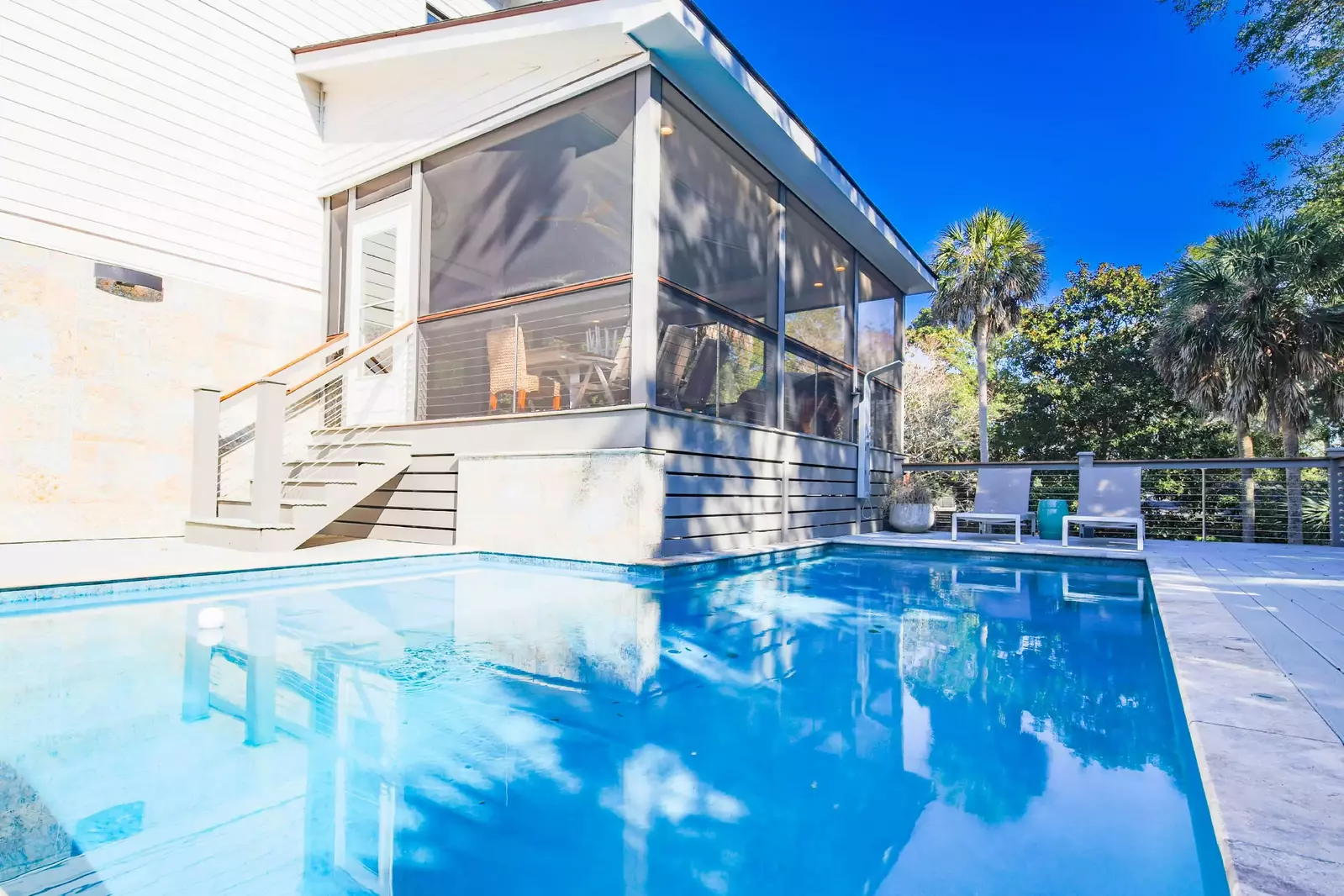 This home features a private pool (which may be heated for an additional fee) on the back deck.