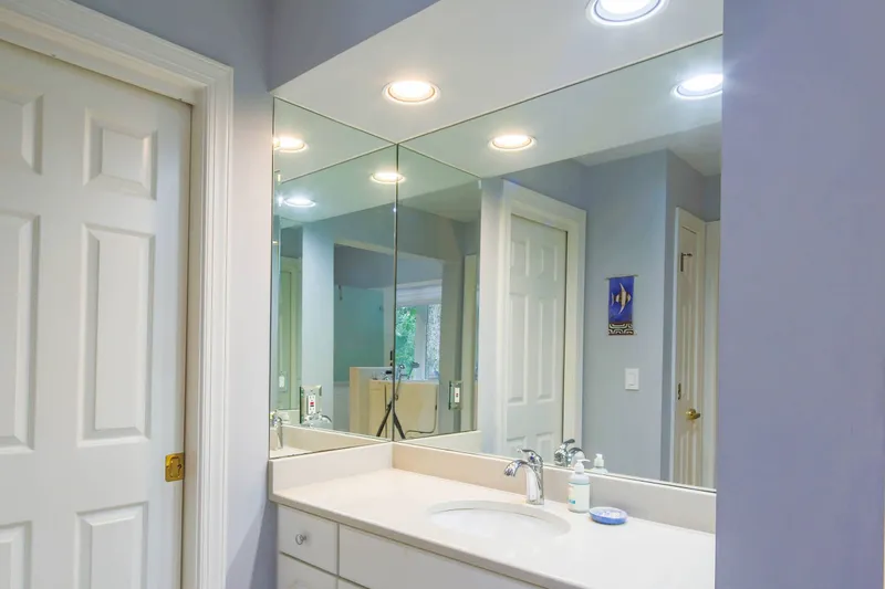 There are two vanities in the primary en suite bathroom.