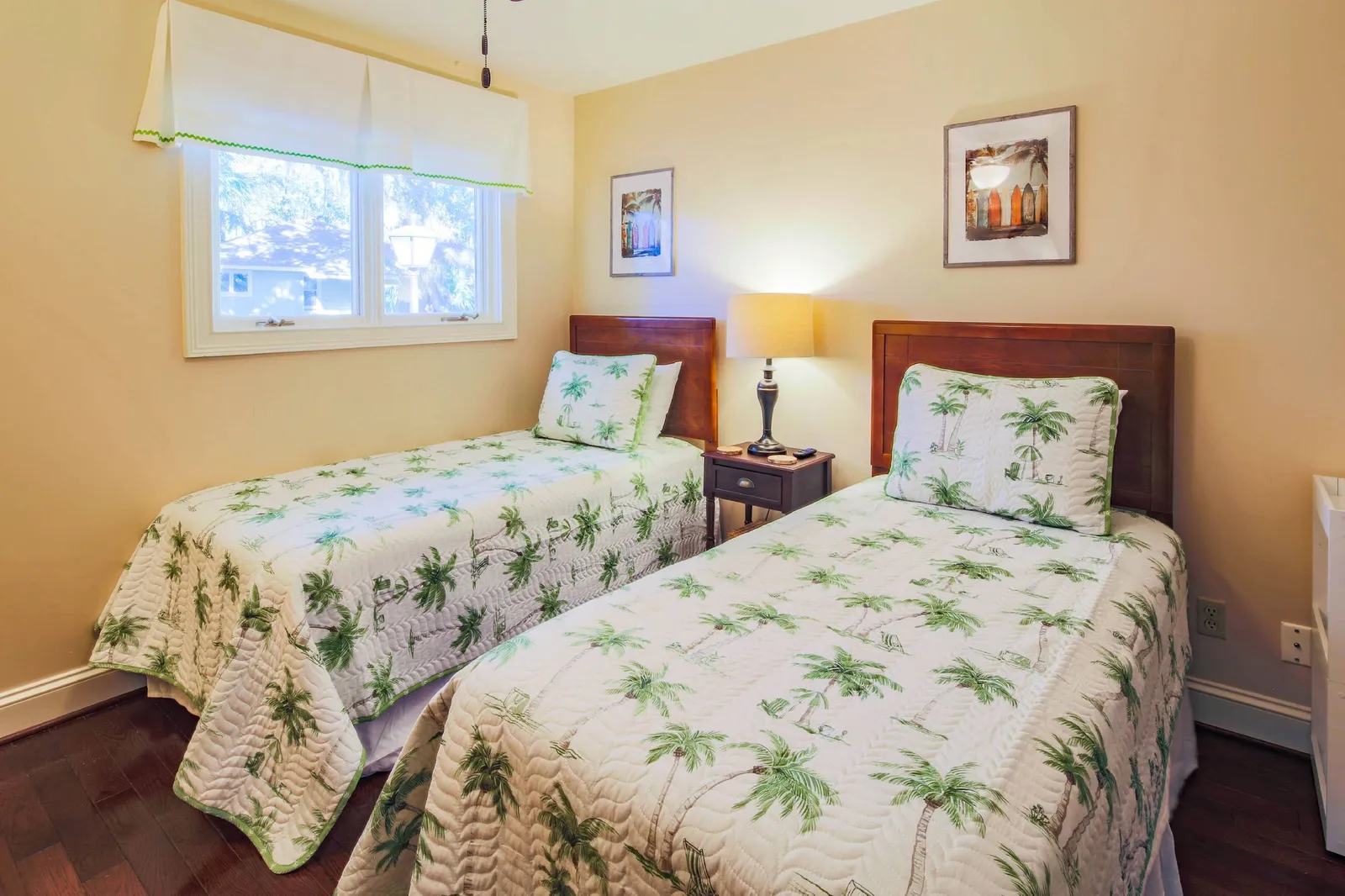 The twin bedroom features two twin beds.