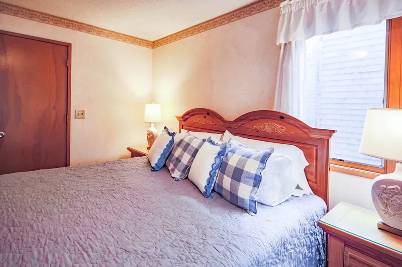 The bed will be made in advance of your arrival with freshly laundered sheets.