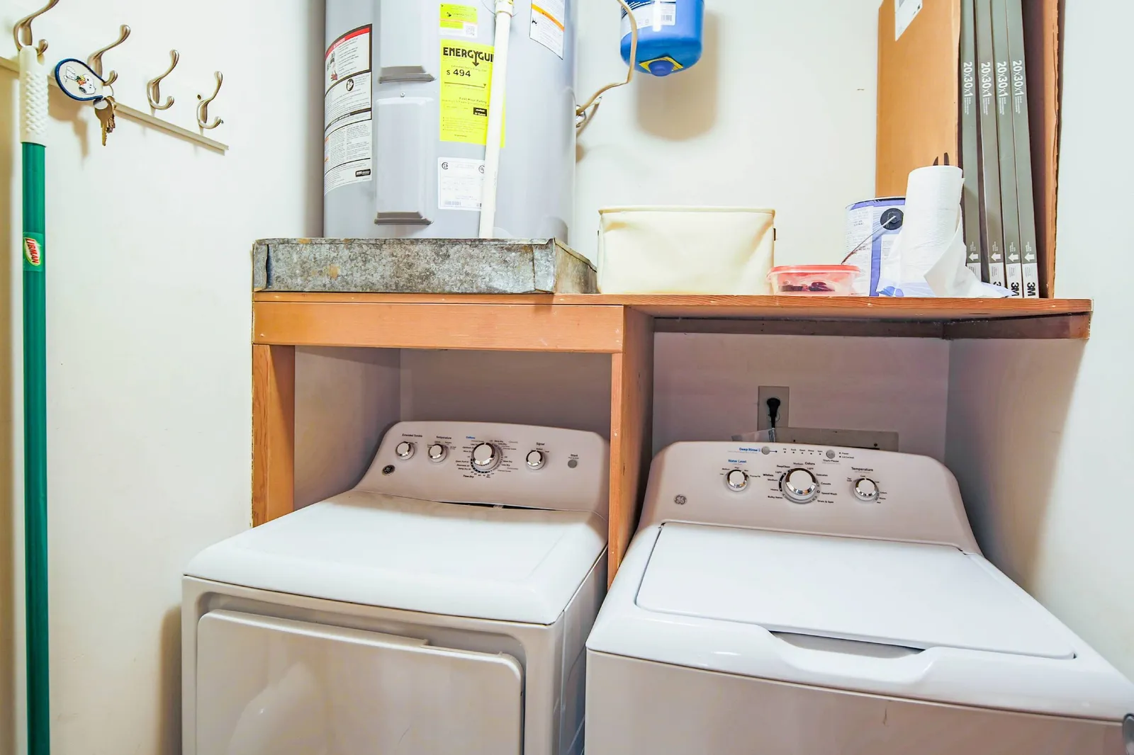 There is a washing machine and dryer available in the villa for guest use.