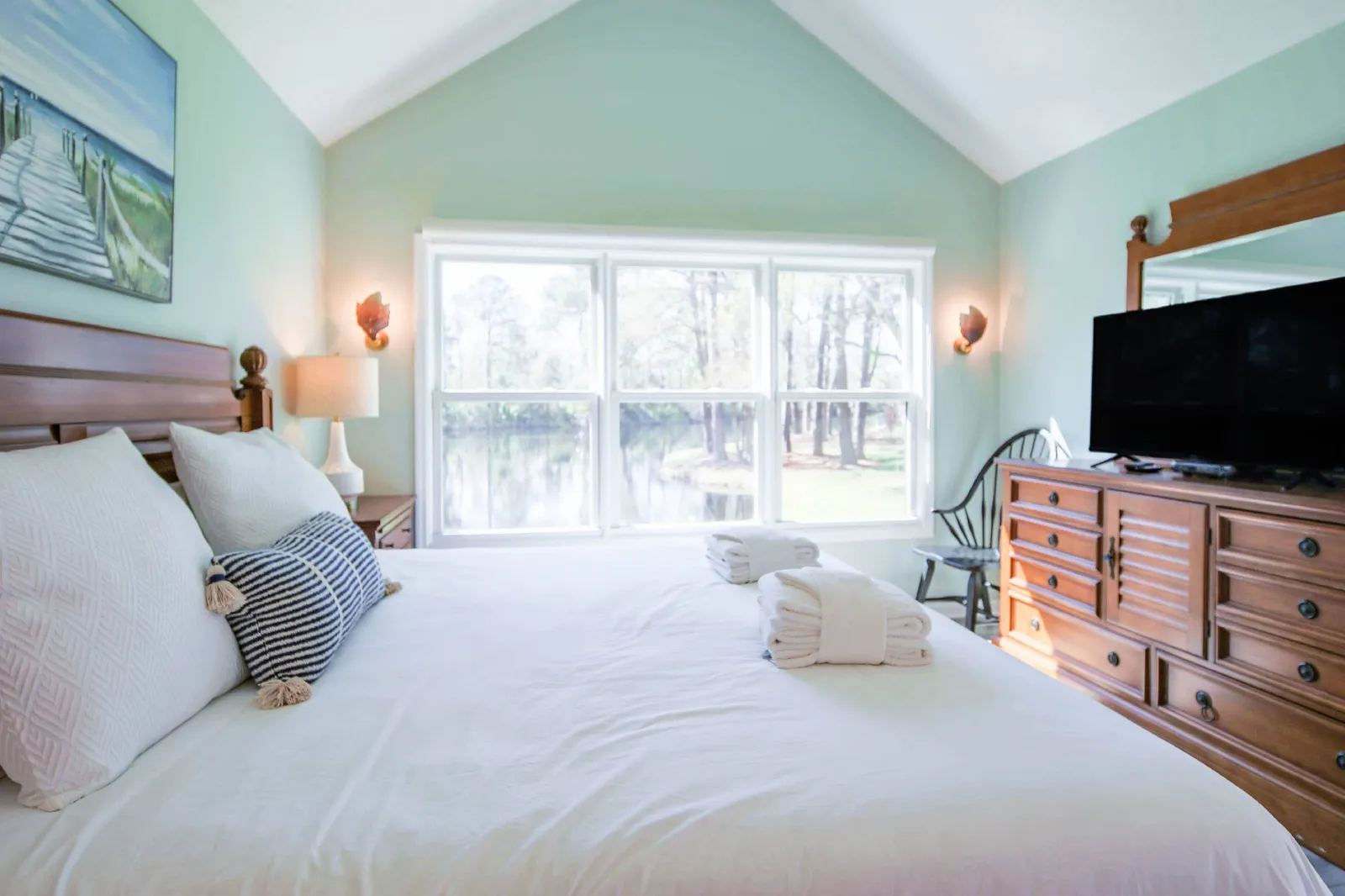 The primary suite also has lovely views of the lagoon.