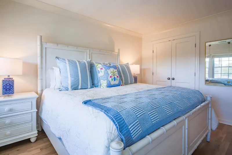 The bed will be made in advance of your arrival with freshly laundered sheets.