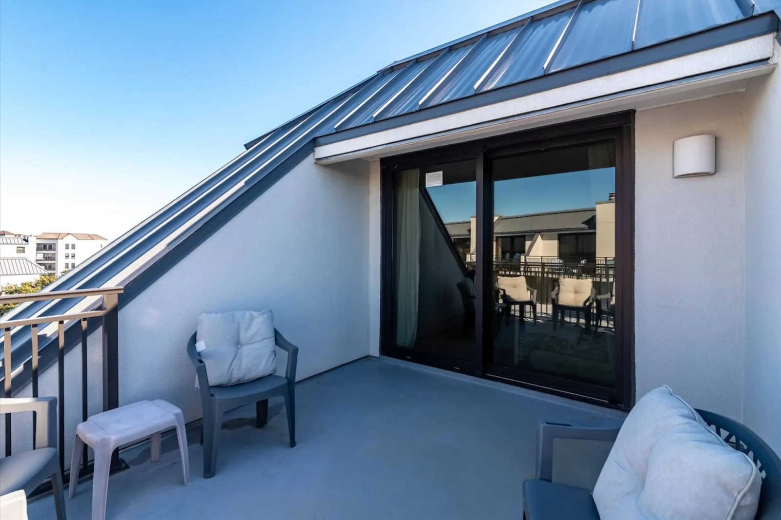 This roof deck patio is a great spot for sipping your morning coffee.