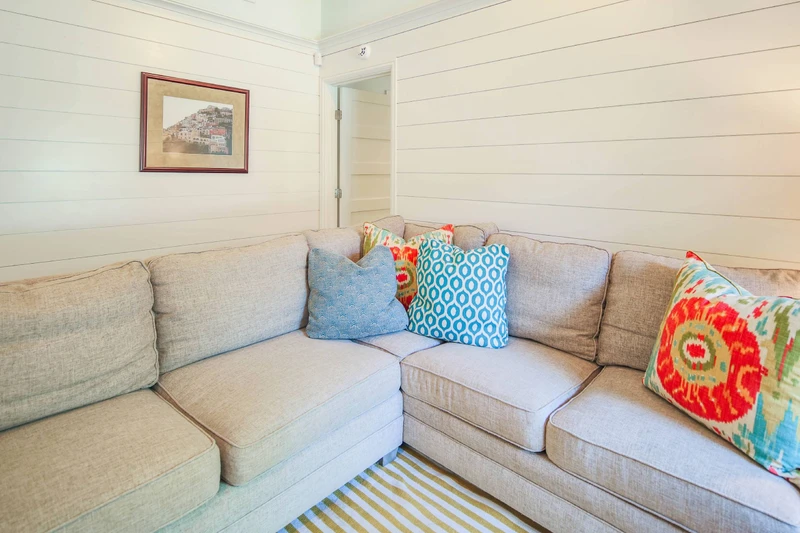 The sectional converts to a full bed sleeping sofa.