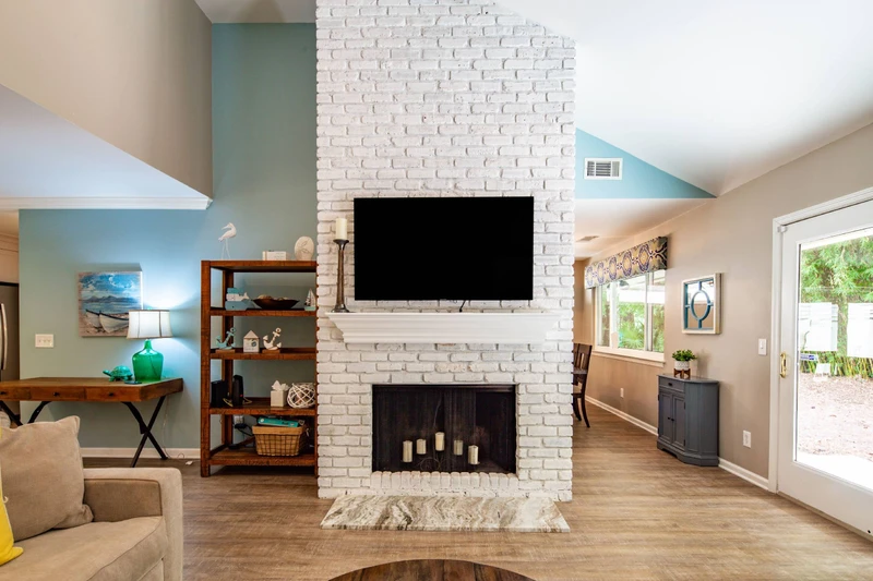 The living room fireplace is not available for guest use.