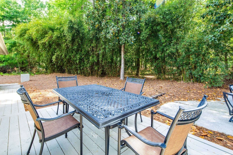 You can dine al fresco and enjoy the Sea Pines maritime forest.