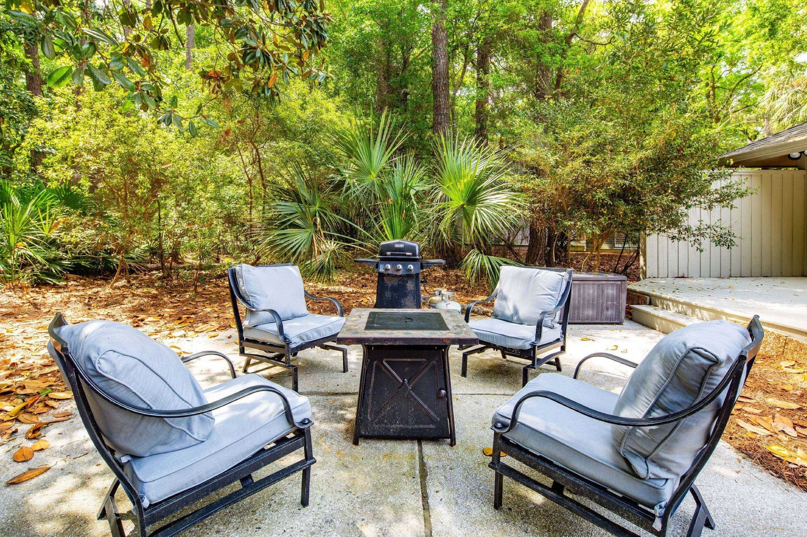 There is also a gas BBQ grill available for guest use on the back patio.