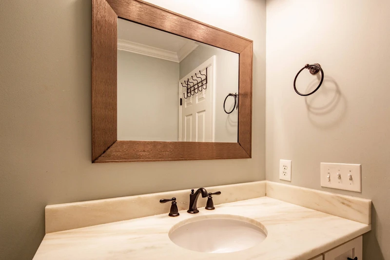 There's plenty of room to store your personal items on the spacious vanity.