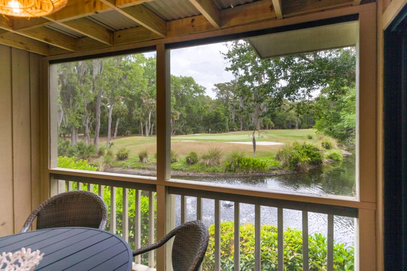 A lagoon and golf view