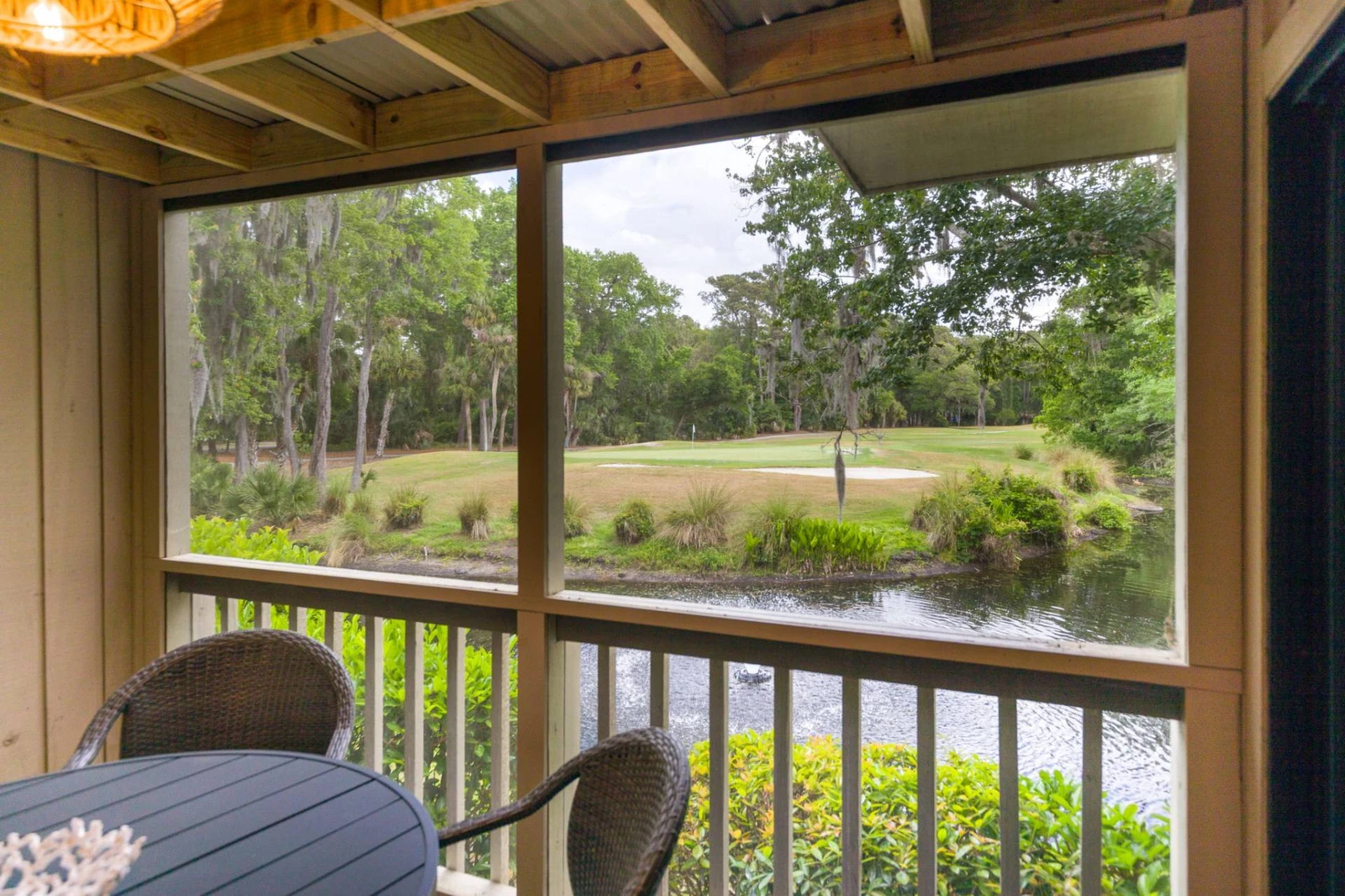 A lagoon and golf view