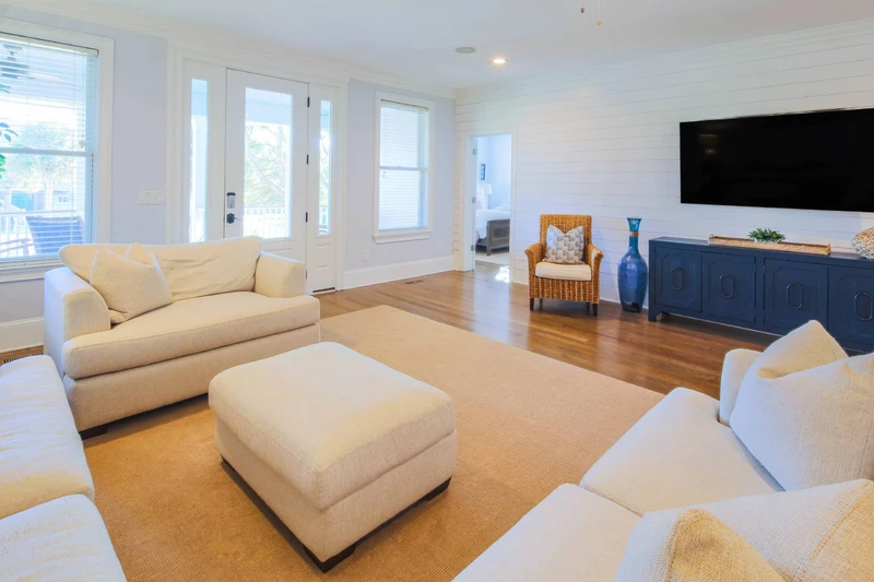 There's also a wall-mounted TV in the lower level family room.