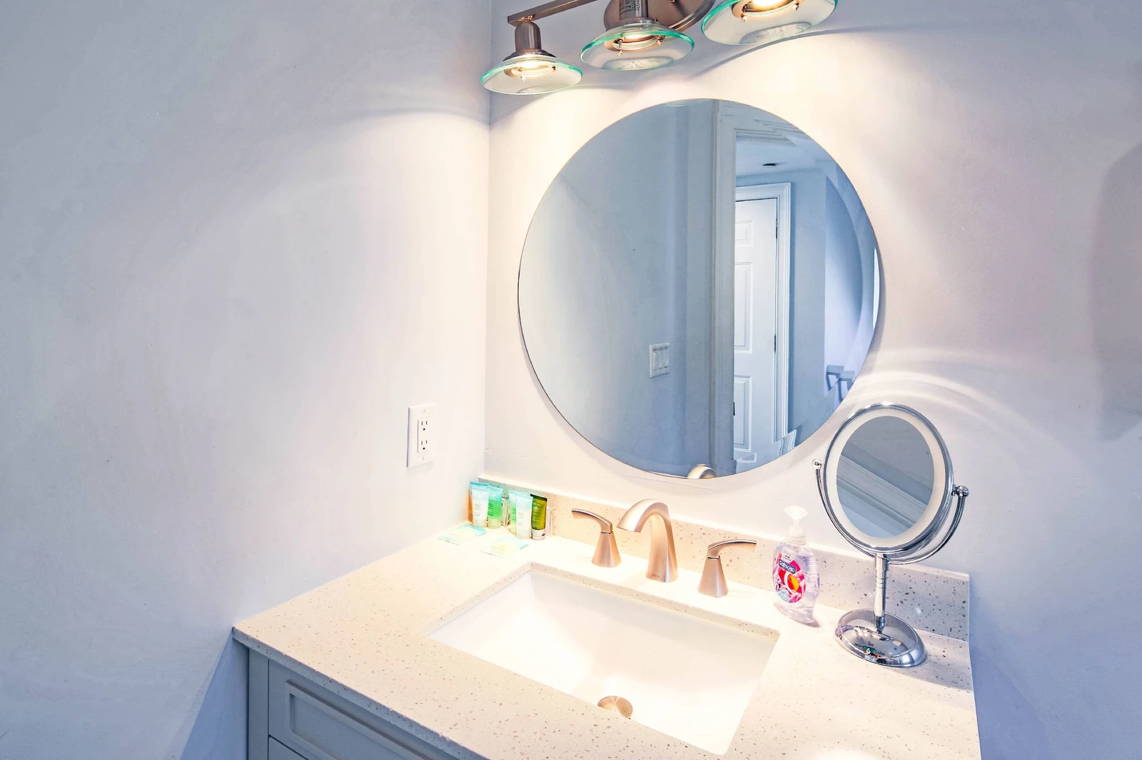 The third floor bathroom features a spacious vanity.