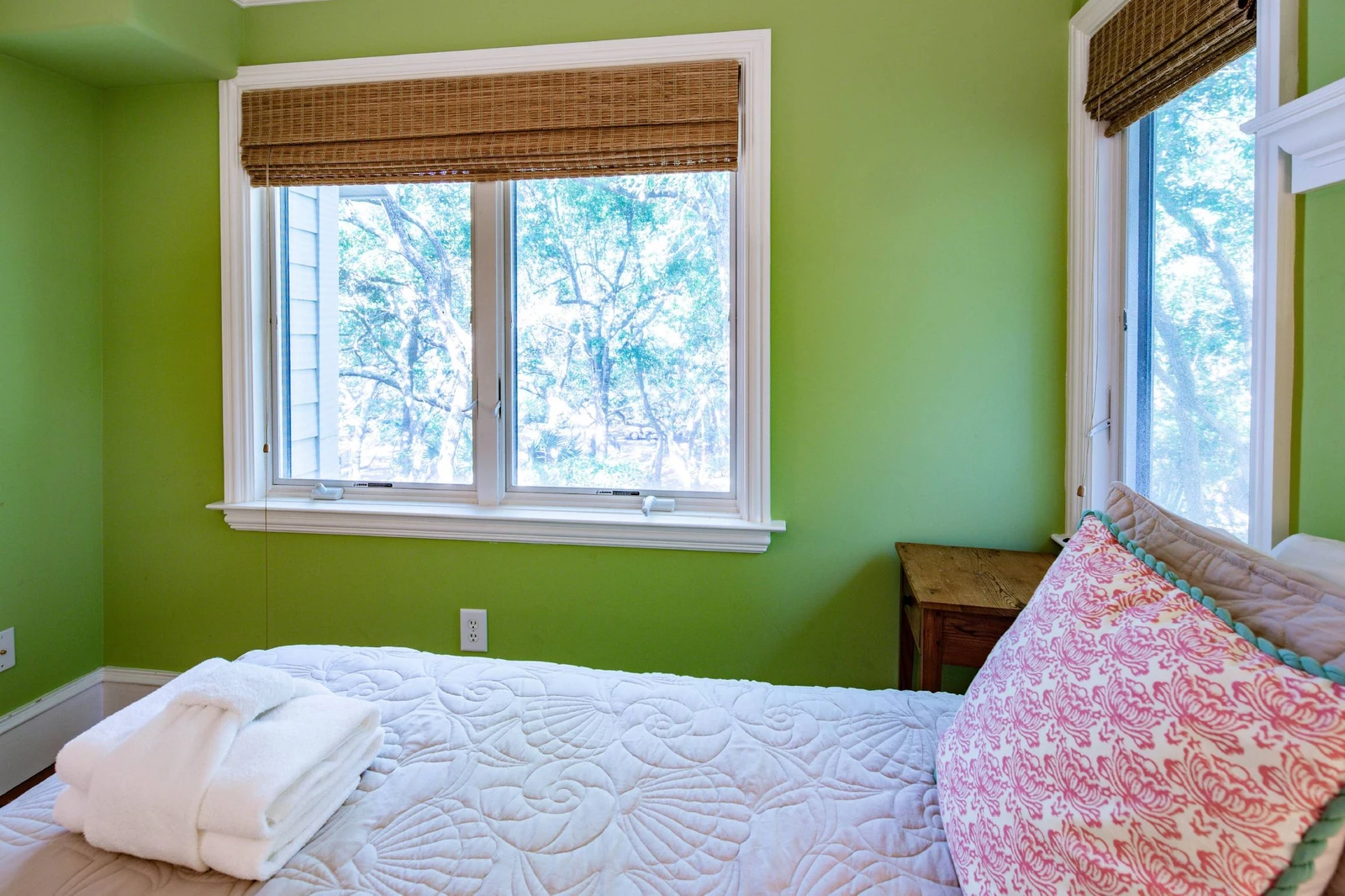 The twin suite looks out into the tree tops in the front and side of the villa.